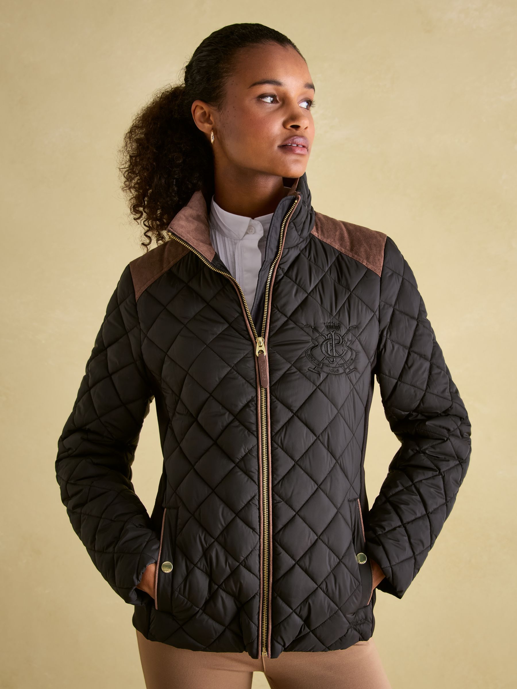 Joules black padded jacket best sale