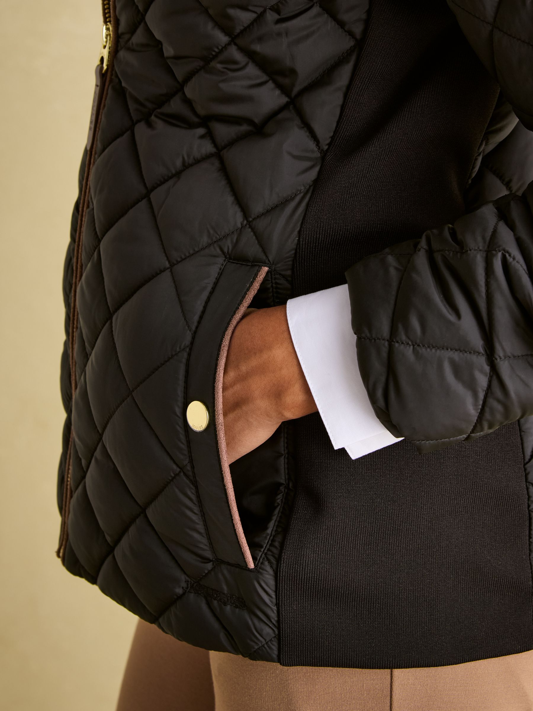 Joules black quilted jacket outlet