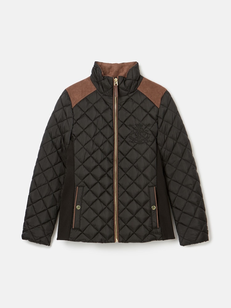 Joules Braemar Luxe Black Showerproof Diamond Quilted Coat - Image 8 of 8 Joules Braemar Luxe Black Showerproof Diamond Quilted Coat - Image 8 of 8