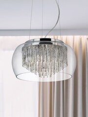 Searchlight Chrome Dock Chrome Glass 4Lt Pendant Ceiling Light - Image 1 of 3