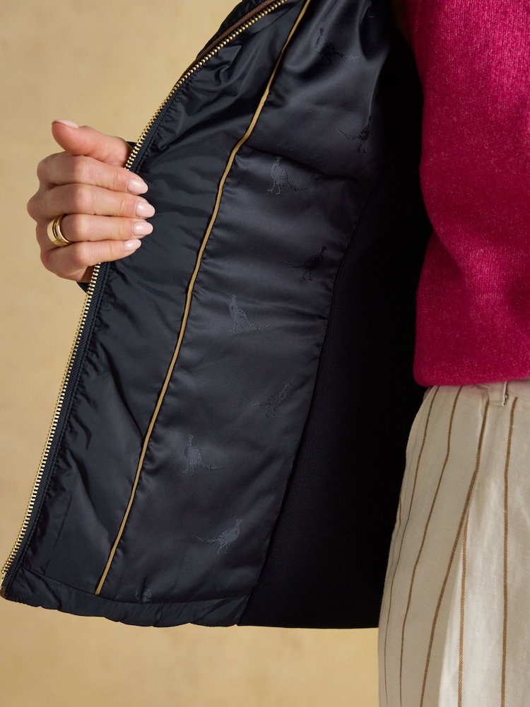 Joules Braemar Luxe Navy Blue Showerproof Diamond Quilted Coat - Image 10 of 14