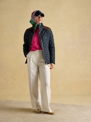 Темно-синий - Joules Braemar Luxe Showerproof Diamond Quilted Coat - Image 12 of 14