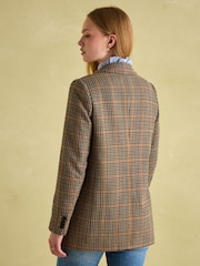 Joules Hackmore Brown Check Relaxed Fit Wool Blend Tweed Blazer - Image 2 of 9