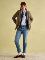 Joules Hackmore Brown Check Relaxed Fit Wool Blend Tweed Blazer - Image 3 of 9