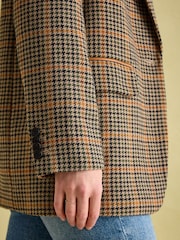 Joules Hackmore Brown Check Relaxed Fit Wool Blend Tweed Blazer - Image 5 of 9