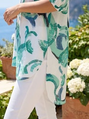 Roman Green Abstract Print Longline Overshirt - Image 4 of 4