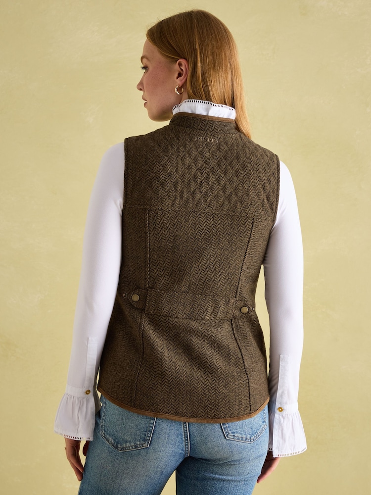 Joules Cawthorne Brown Tweed Gilet - Image 2 of 9