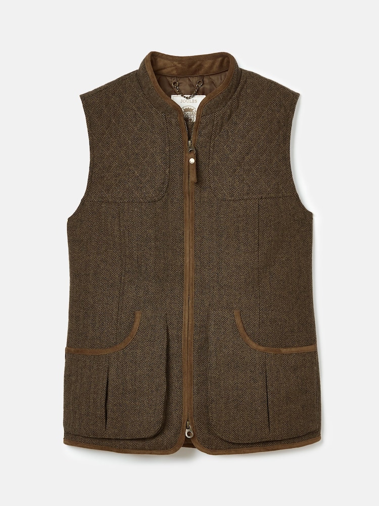 Joules Cawthorne Brown Tweed Gilet - Image 9 of 9