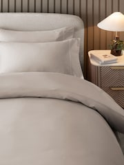 Mink Brown Collection Luxe 300 Thread Count 100% Cotton Sateen Satin Stitch Luxury Duvet Cover And Pillowcase Set - Image 2 of 6