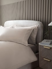 Mink Brown Collection Luxe 300 Thread Count 100% Cotton Sateen Satin Stitch Luxury Duvet Cover And Pillowcase Set - Image 3 of 6
