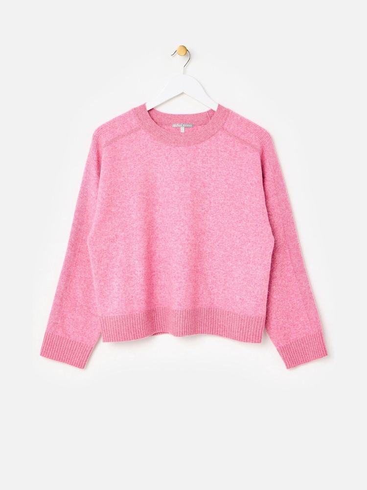 Oliver Bonas Pink Crew Neck Sparkle Knitted Jumper - Image 1 of 6 Oliver Bonas Pink Crew Neck Sparkle Knitted Jumper - Image 1 of 6