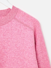 Oliver Bonas Pink Crew Neck Sparkle Knitted Jumper - Image 4 of 6