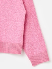 Oliver Bonas Pink Crew Neck Sparkle Knitted Jumper - Image 5 of 6