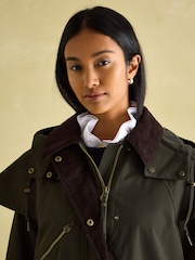 Joules Highbridge Khaki Green Waterproof Longline Coat with Hood - Image 3 of 9