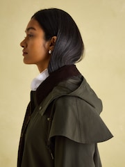 Joules Highbridge Khaki Green Waterproof Longline Coat with Hood - Image 5 of 9