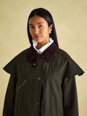 Joules Highbridge Khaki Green Waterproof Longline Coat with Hood - Image 6 of 9