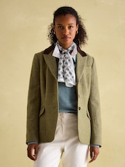 Joules Fayfair Khaki Green Tweed Hacking Jacket - Image 1 of 7