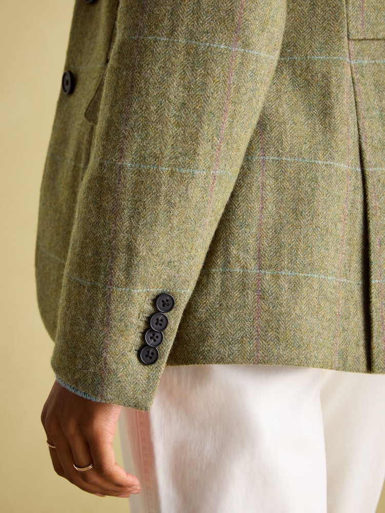 Joules Fayfair Khaki Green Tweed Hacking Jacket - Image 3 of 7
