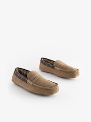 Stone Brown Luxury Signature Suede Moccasin Slippers - Image 2 of 6