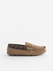 Stone Brown Luxury Signature Suede Moccasin Slippers - Image 3 of 6