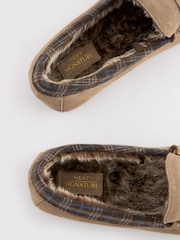 Stone Brown Luxury Signature Suede Moccasin Slippers - Image 5 of 6