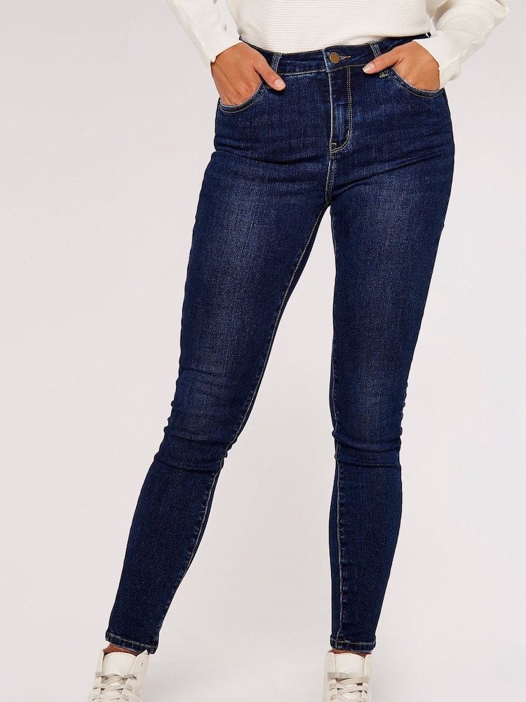 Apricot Dark Blue Sienna Mid Rise Skinny Jeans - Image 1 of 4