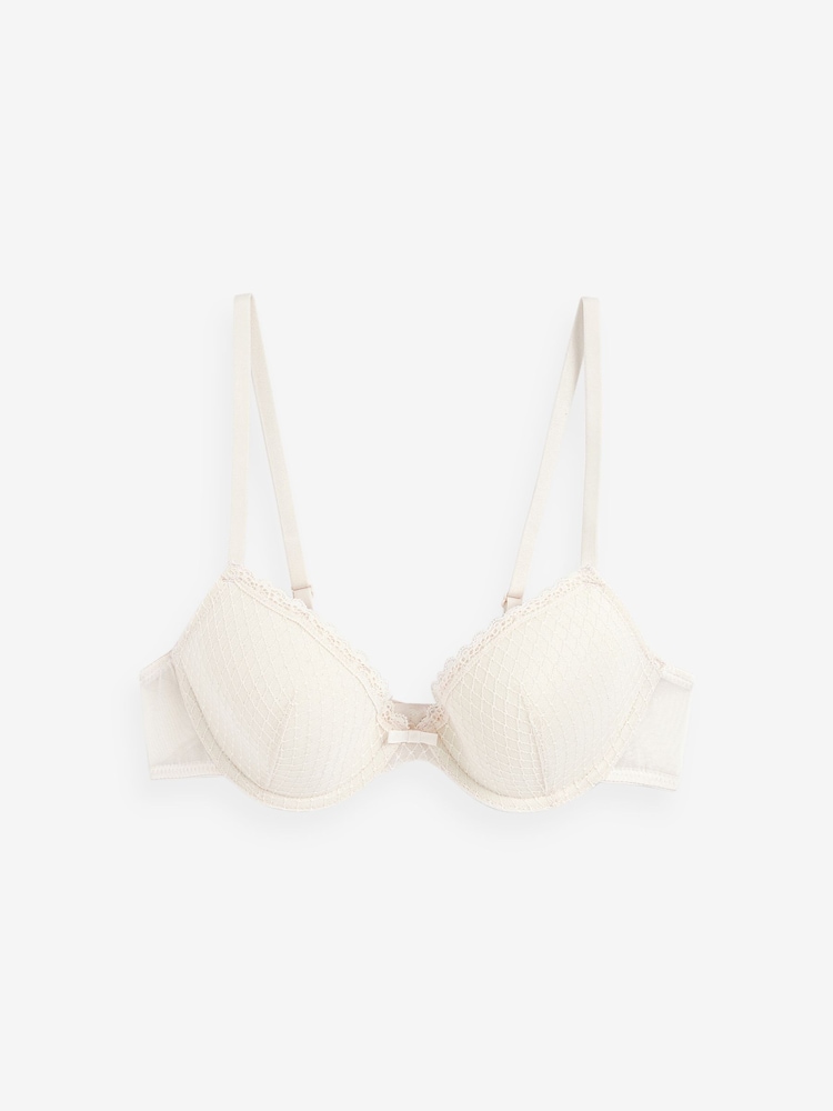 Black/Cream Pad Plunge Embroidered Bras 2 Pack A-E - Image 4 of 5