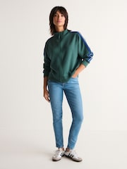 Forest Green Slinky Side Stripe Zip Up High Funnel Neck Tracksuit Jacket - Image 2 of 7