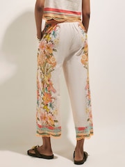 River Island Cream Del Maar Floral Cutwork Cropped Wide Leg Trousers - Image 4 of 4