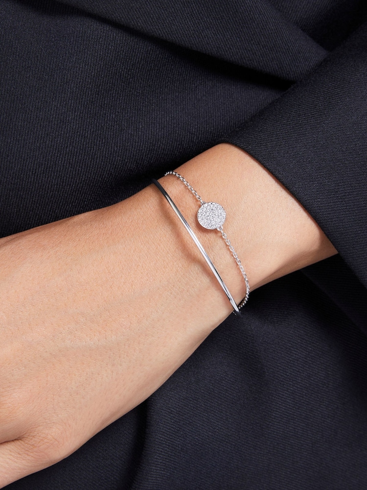Swarovski Silver Tone Crystal Bangles - Image 5 of 7