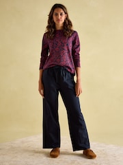 Joules New Harbour Red Floral Boat Neck Breton Top - Image 4 of 6
