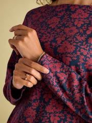 Joules New Harbour Red Floral Boat Neck Breton Top - Image 5 of 6