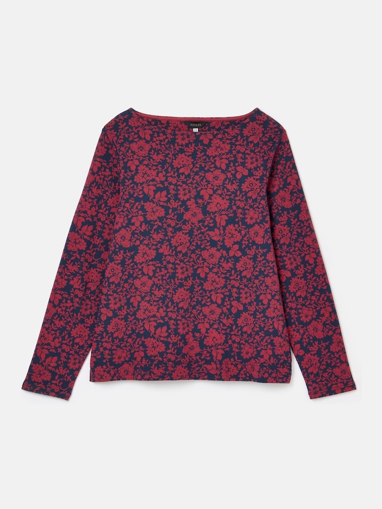 Joules New Harbour Red Floral Boat Neck Breton Top - Image 6 of 6