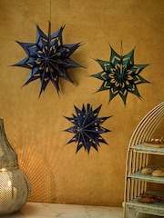 Set of 3 Navy Blue Eid Paper Star Decorations - Image 1 of 4