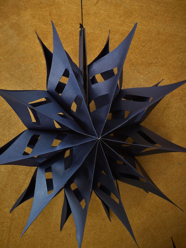 Set of 3 Navy Blue Eid Paper Star Decorations - Image 2 of 4