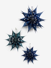 Set of 3 Navy Blue Eid Paper Star Decorations - Image 3 of 4