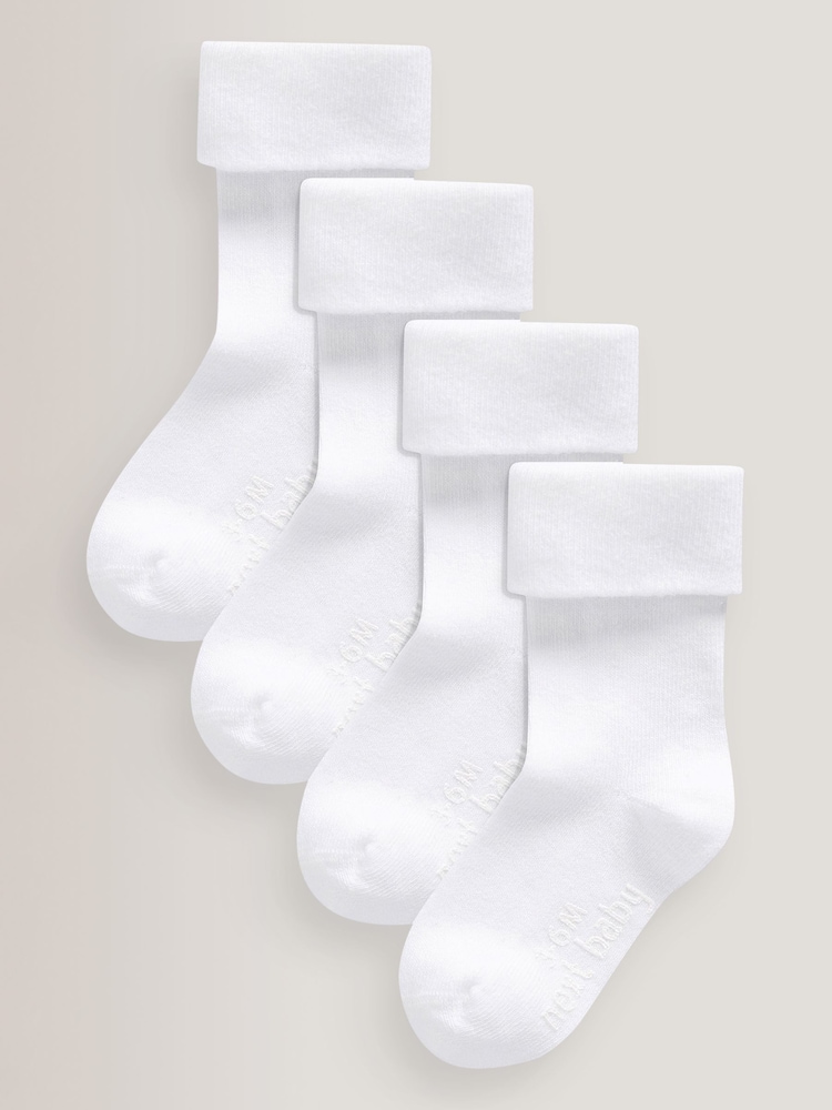 White 4 Pack Baby Roll Top Socks (0mths-2yrs) - Image 1 of 1