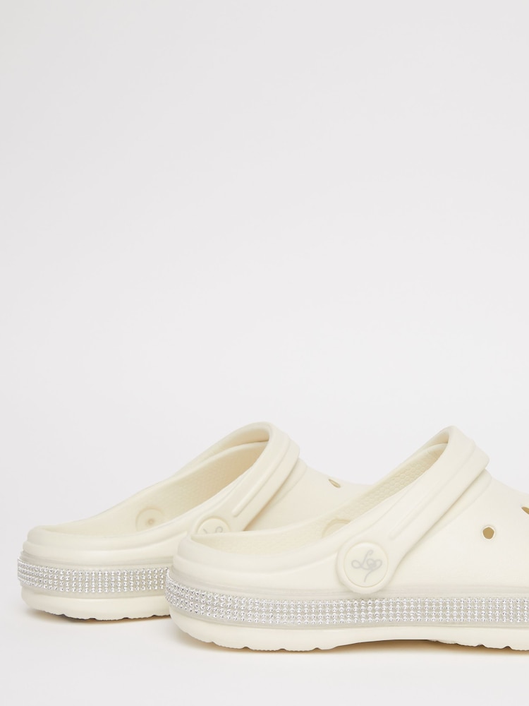 Lipsy White Slip On Glitter Clog Sandals - Image 5 of 5