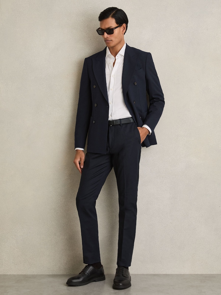 Темно-синий - Хлопковые брюки чинос зауженного кроя Reiss Blend Eastbury - Изображение 1 из 7 Темно-синий - Хлопковые брюки чинос зауженного кроя Reiss Blend Eastbury - Изображение 1 из 7
