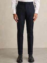 Reiss Navy Eastbury Slim Fit Cotton Blend Chinos - Image 3 of 7