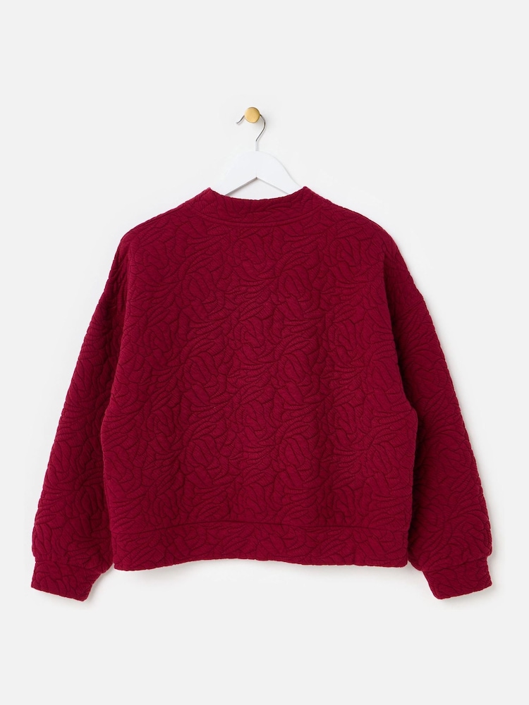 Oliver Bonas Red Burgundy Quilted Sweatshirt Bomber Jacket - Image 2 of 6 Oliver Bonas Red Burgundy Quilted Sweatshirt Bomber Jacket - Image 2 of 6