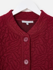 Oliver Bonas Red Burgundy Quilted Sweatshirt Bomber Jacket - Image 3 of 6