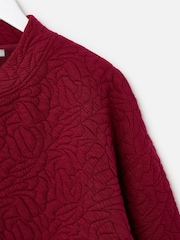 Oliver Bonas Red Burgundy Quilted Sweatshirt Bomber Jacket - Image 4 of 6