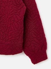 Oliver Bonas Red Burgundy Quilted Sweatshirt Bomber Jacket - Image 5 of 6