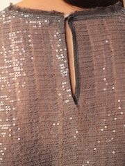 Charcoal Grey Short Sleeve Sequin T-Shirt - Image 4 of 6