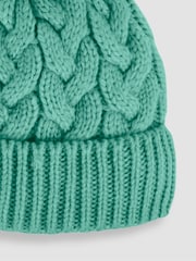 JoJo Maman Bébé Green Chunky Cable Knit Pom Pom Hat - Image 3 of 3
