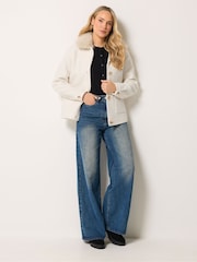 Long Tall Sally White Military Faux Fur Jacket - Image 3 of 7