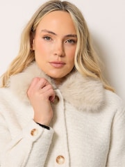 Long Tall Sally White Military Faux Fur Jacket - Image 5 of 7