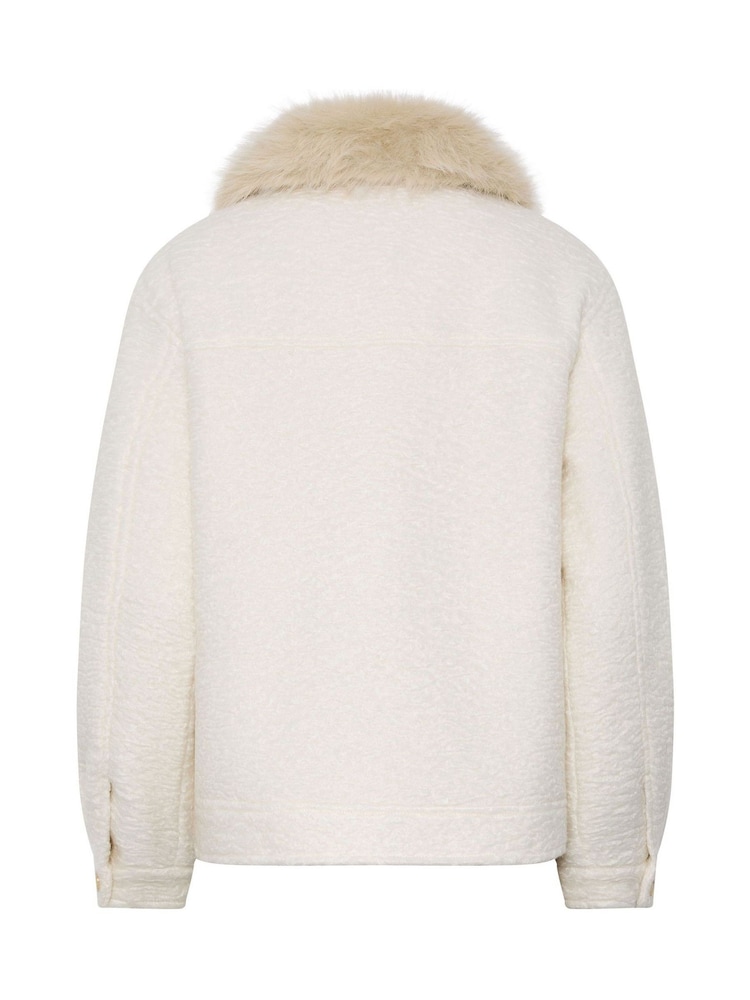 Long Tall Sally White Military Faux Fur Jacket - Image 7 of 7