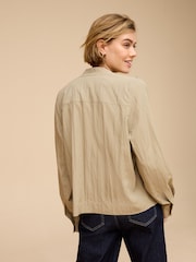Khaki Green Long Sleeve Utility Blouse - Image 2 of 7